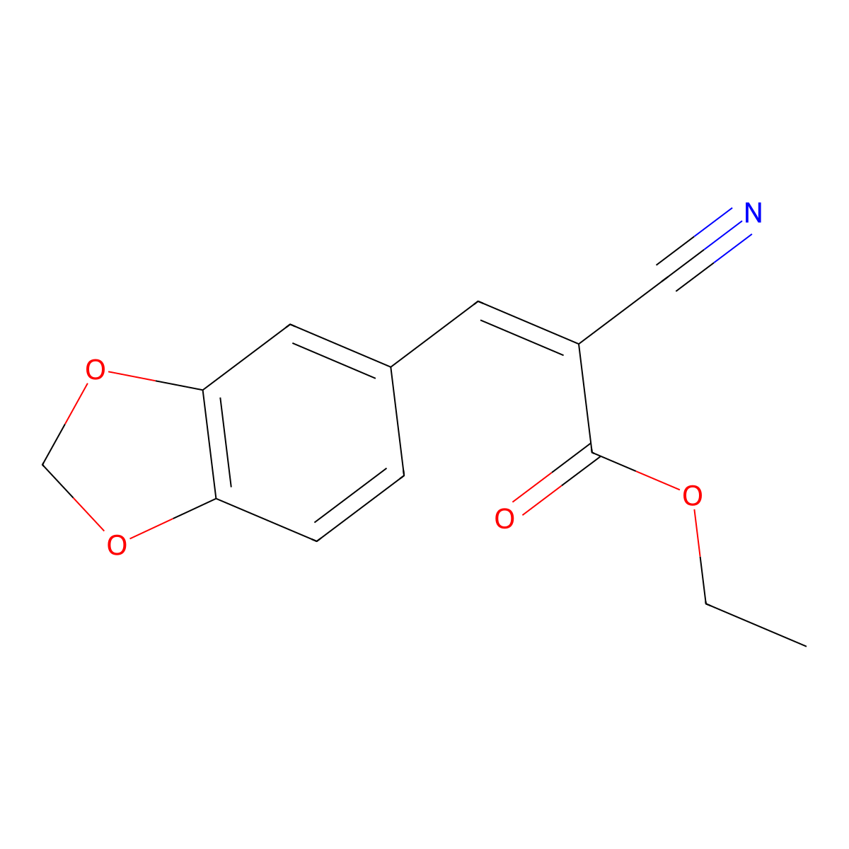 Ethyl 3-(1,3-benzodioxol-5-yl)-2-cyanoacrylate molecular structure, CAS 2286-56-8