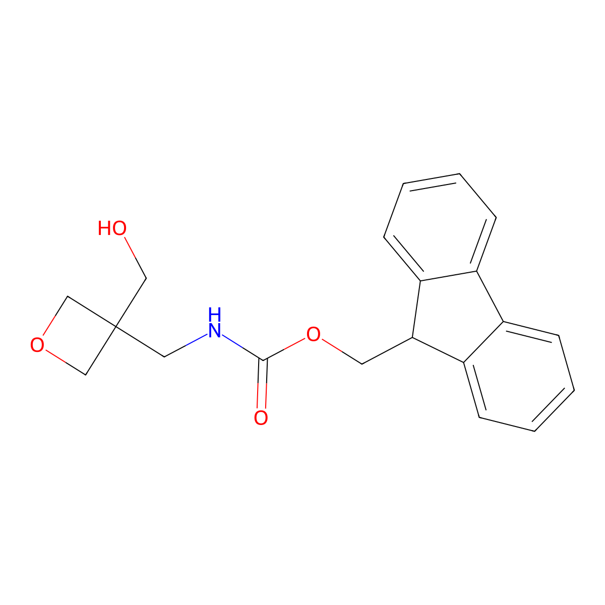 (9H-fluoren-9-yl)methyl N-{[3-(hydroxymethyl)oxetan-3-yl]methyl}carbamate molecular structure, CAS 2286129-64-2