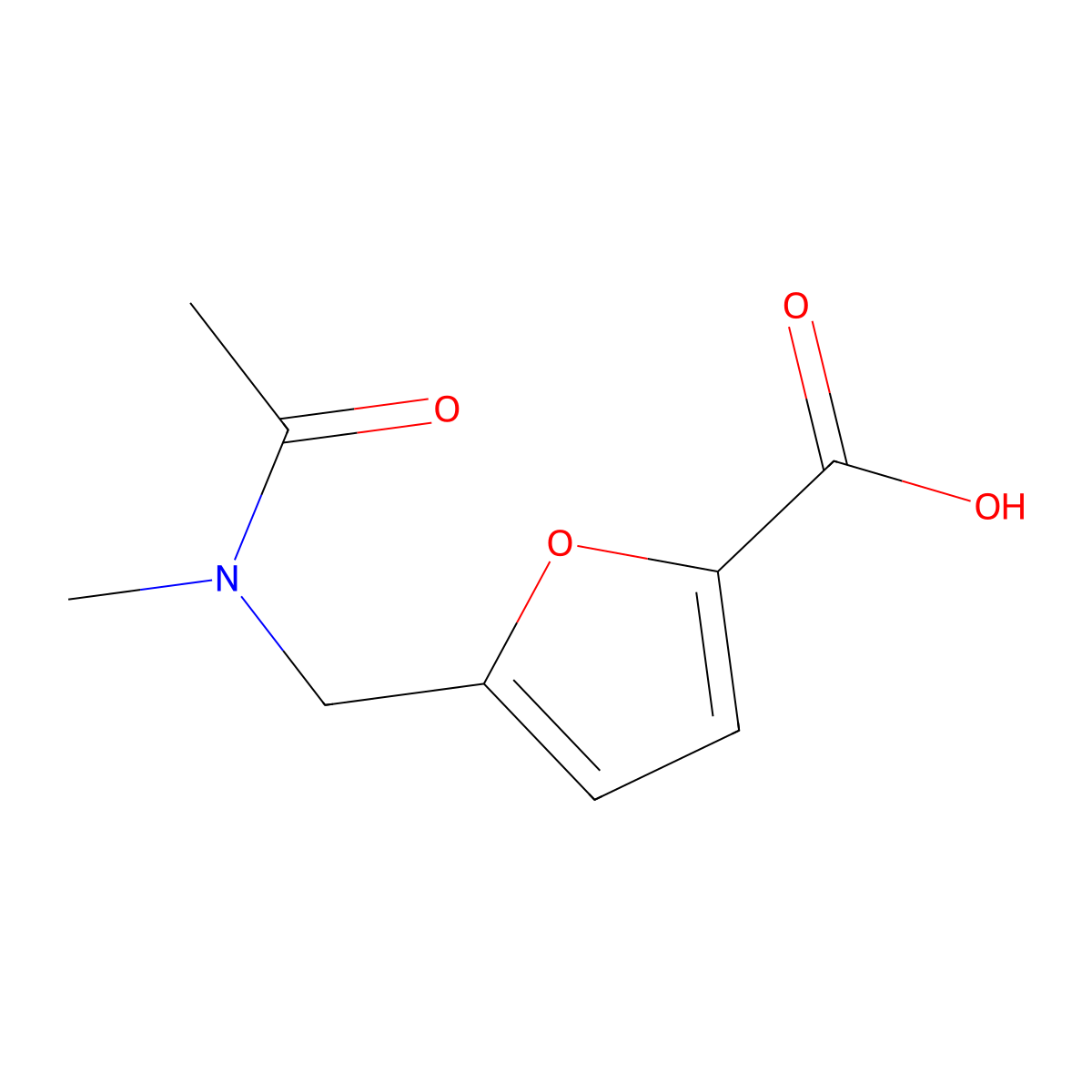 5-[(N-methylacetamido)methyl]furan-2-carboxylic acid molecular structure, CAS 2286170-08-7