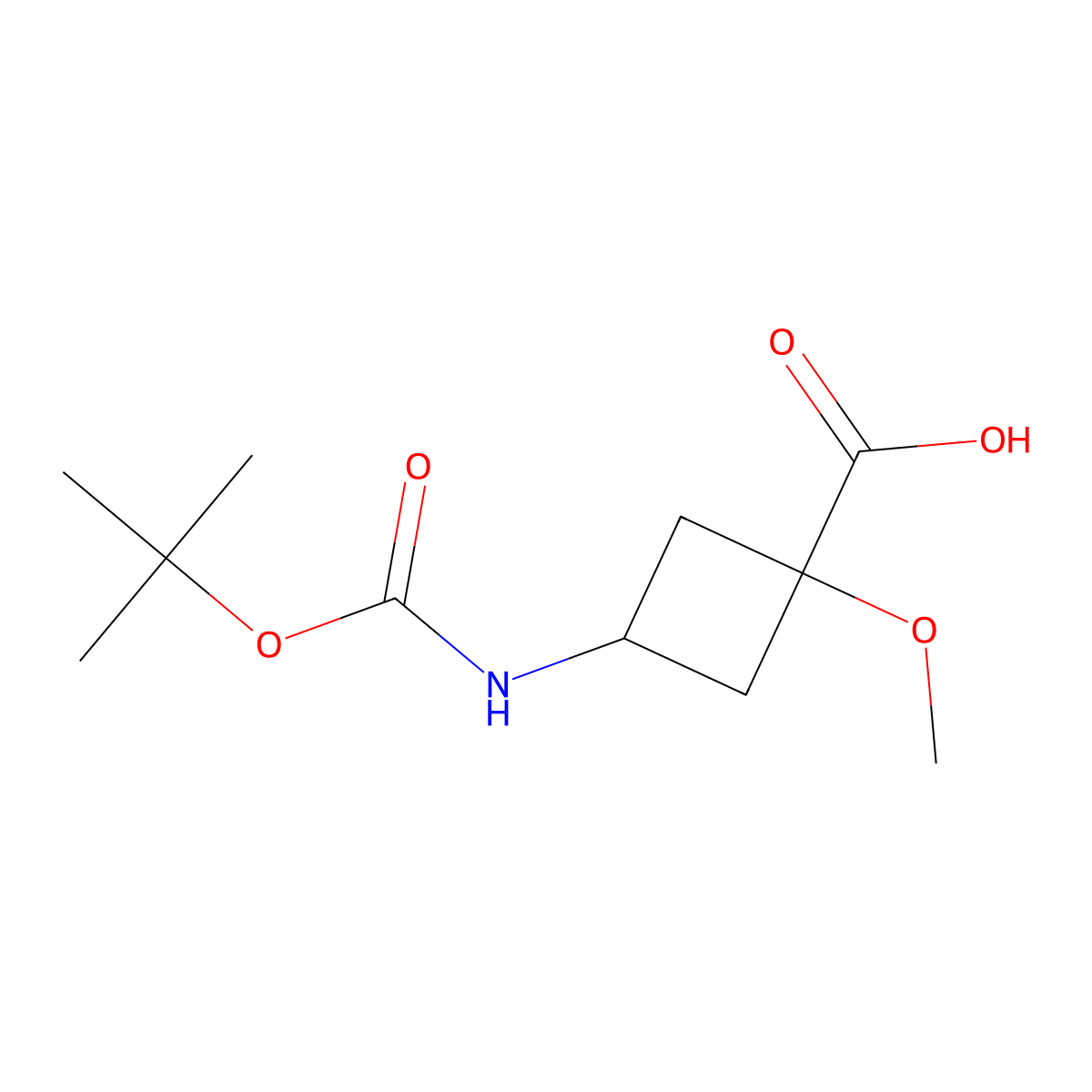 3-{[(Tert-butoxy)carbonyl]amino}-1-methoxycyclobutane-1-carboxylic acid molecular structure, CAS 2286195-46-6