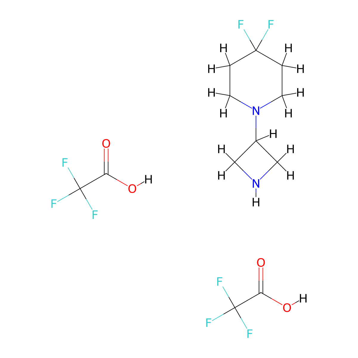 1-(Azetidin-3-yl)-4,4-difluoropiperidine ditrifluoroacetic acid salt molecular structure, CAS 2286232-45-7