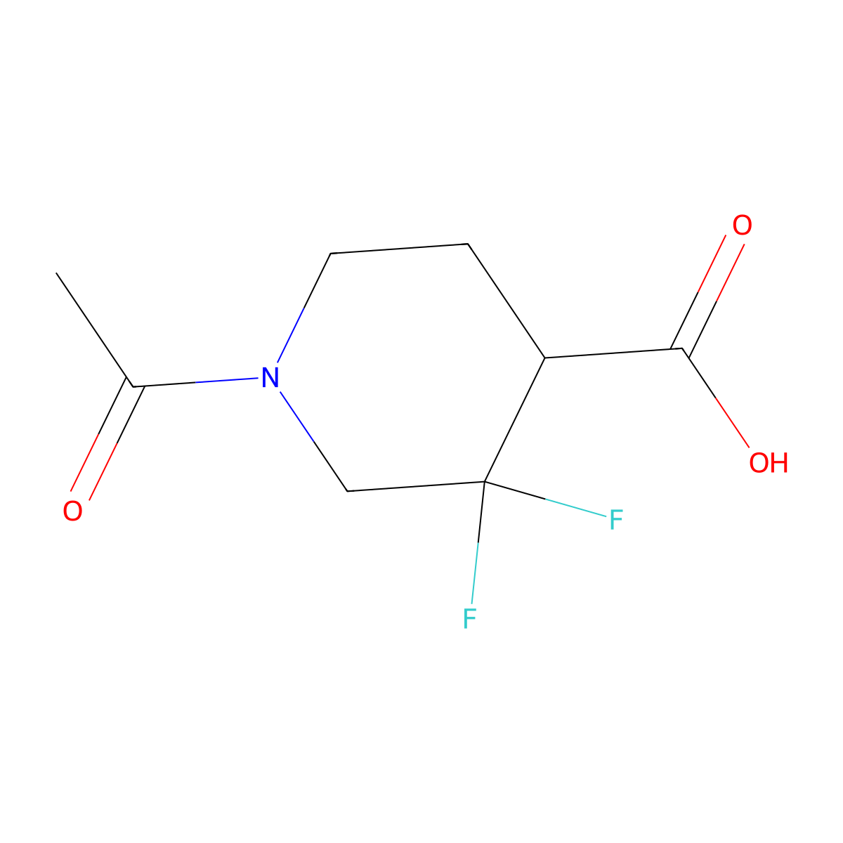 1-Acetyl-3,3-difluoropiperidine-4-carboxylic acid molecular structure, CAS 2286305-37-9