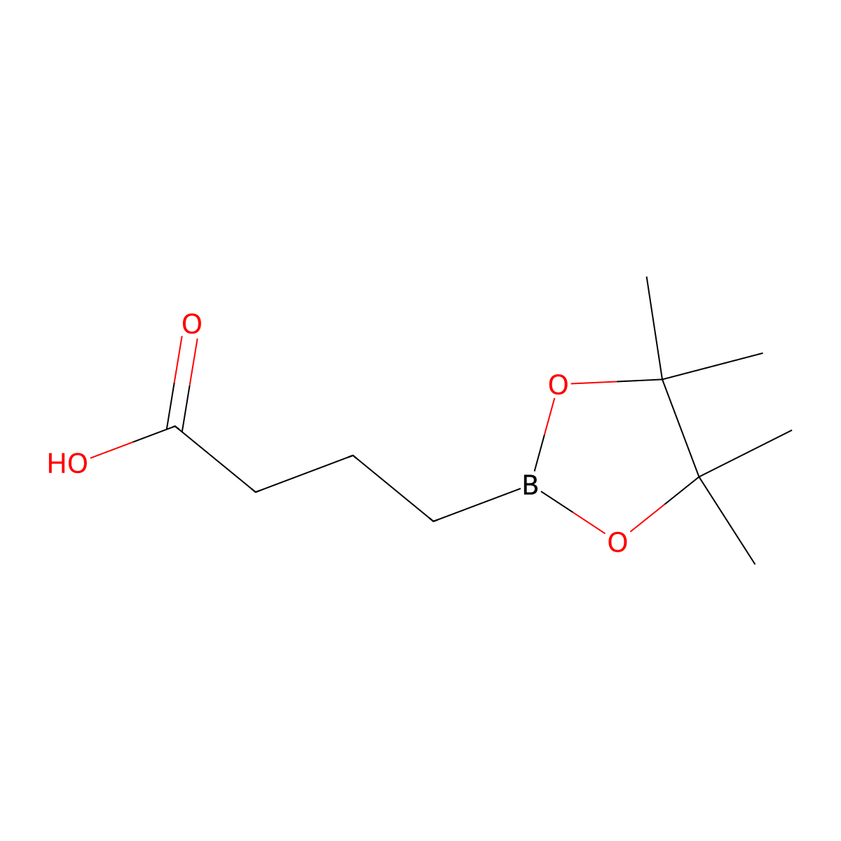 4-(Tetramethyl-1,3,2-dioxaborolan-2-yl)butanoic acid molecular structure, CAS 2286357-15-9