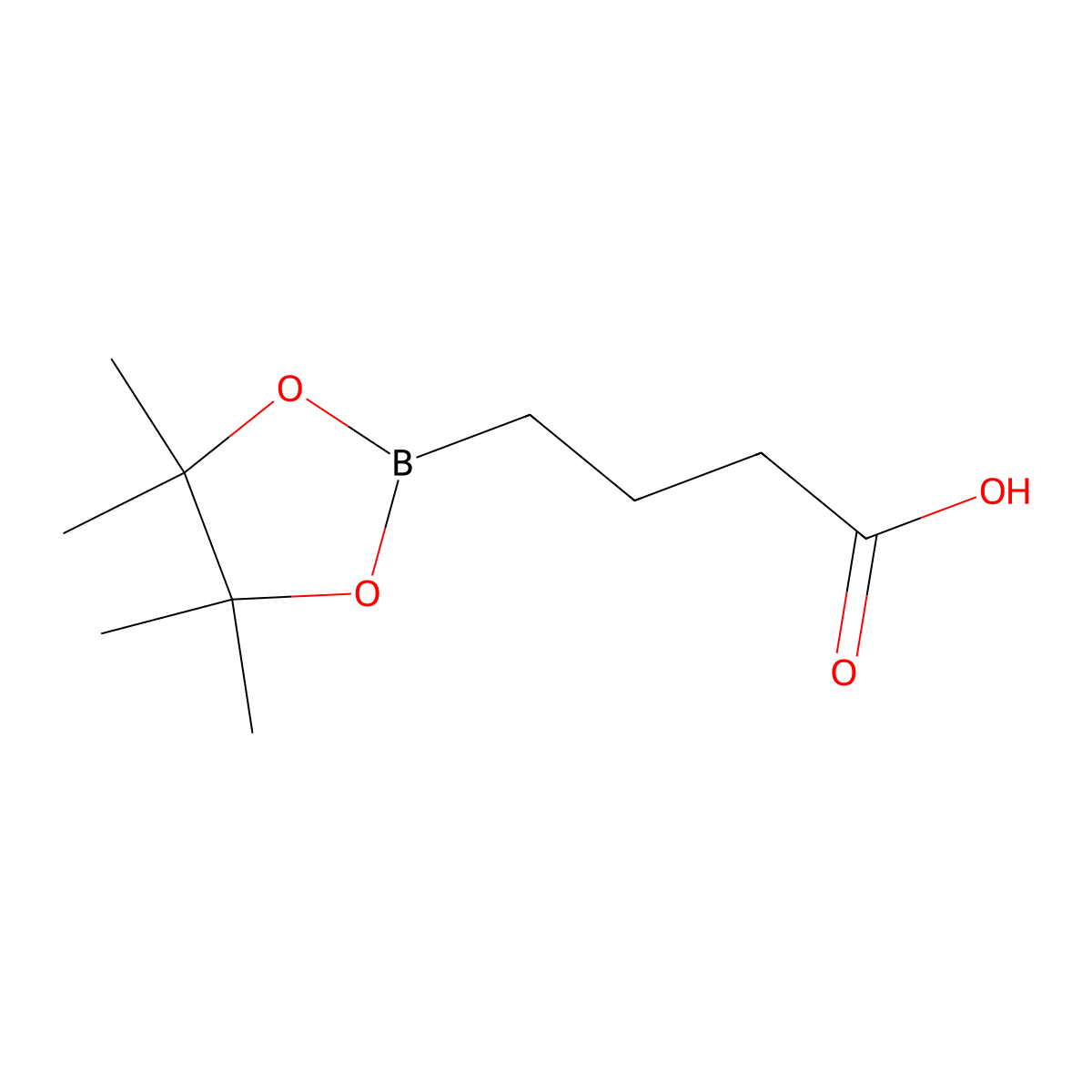 4-(Tetramethyl-1,3,2-dioxaborolan-2-yl)butanoic acid molecular structure, CAS 2286357-15-9