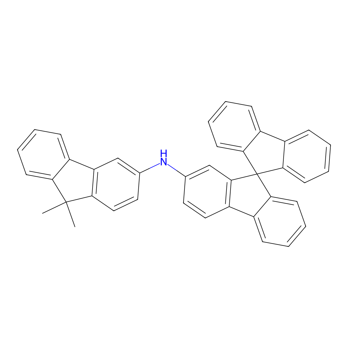 N-(9,9-Dimethyl-9H-fluoren-3-yl)-9,9'-spirobi[fluoren]-2-amine molecular structure, CAS 2286451-47-4