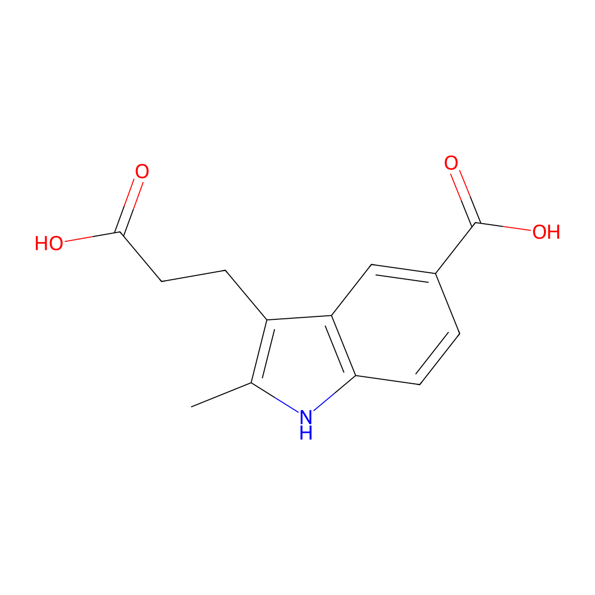 3-(2-carboxyethyl)-2-methyl-1H-indole-5-carboxylic acid molecular structure, CAS 22865-88-9