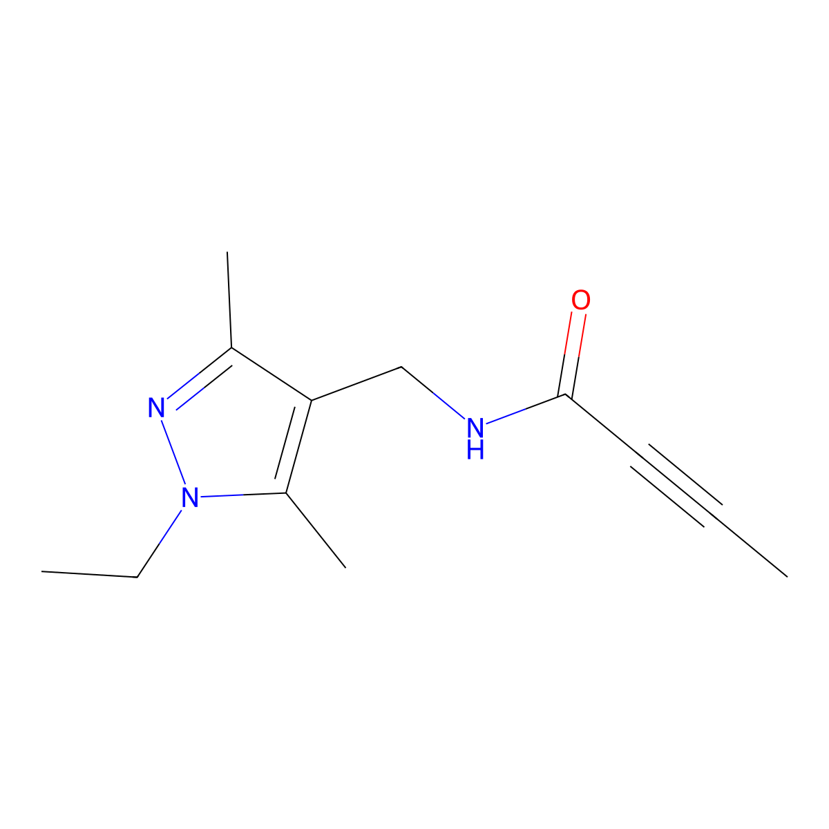 N-[(1-Ethyl-3,5-dimethylpyrazol-4-yl)methyl]but-2-ynamide molecular structure, CAS 2286537-52-6