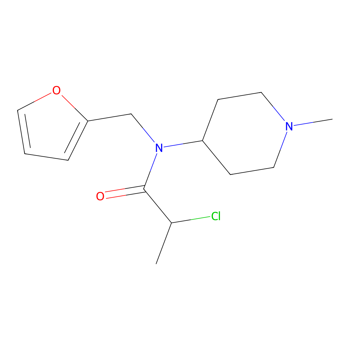 2-chloro-N-[(furan-2-yl)methyl]-N-(1-methylpiperidin-4-yl)propanamide molecular structure, CAS 2286539-14-6