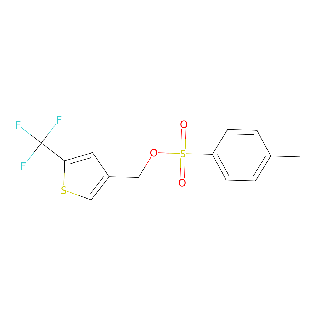 [5-(Trifluoromethyl)thiophen-3-yl]methyl 4-methylbenzene-1-sulfonate molecular structure, CAS 2286674-11-9