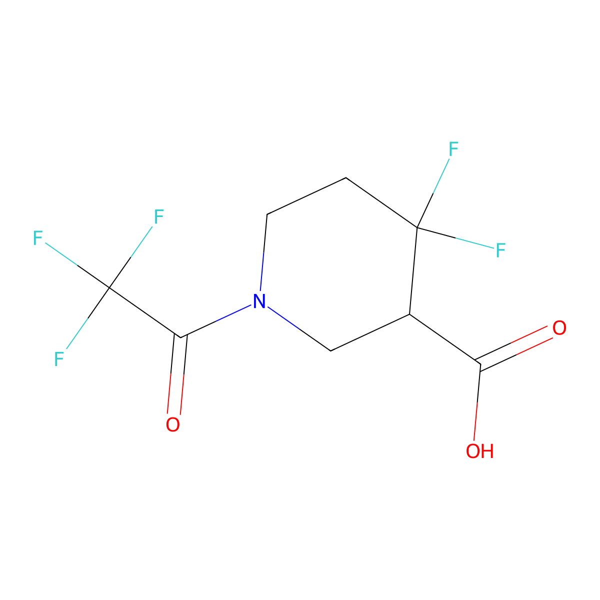 4,4-Difluoro-1-(trifluoroacetyl)piperidine-3-carboxylic acid molecular structure, CAS 2286680-57-5