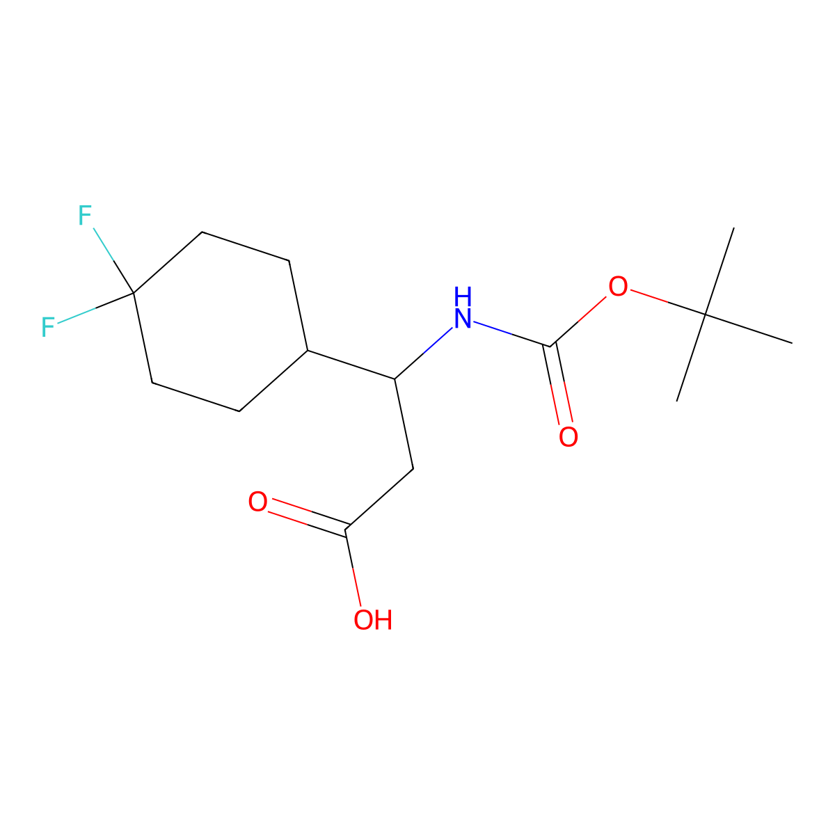 3-{[(Tert-butoxy)carbonyl]amino}-3-(4,4-difluorocyclohexyl)propanoic acid molecular structure, CAS 2286721-25-1