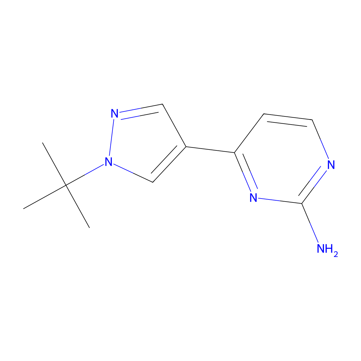 4-(1-(tert-butyl)-1H-pyrazol-4-yl)pyrimidin-2-amine molecular structure, CAS 2286752-51-8