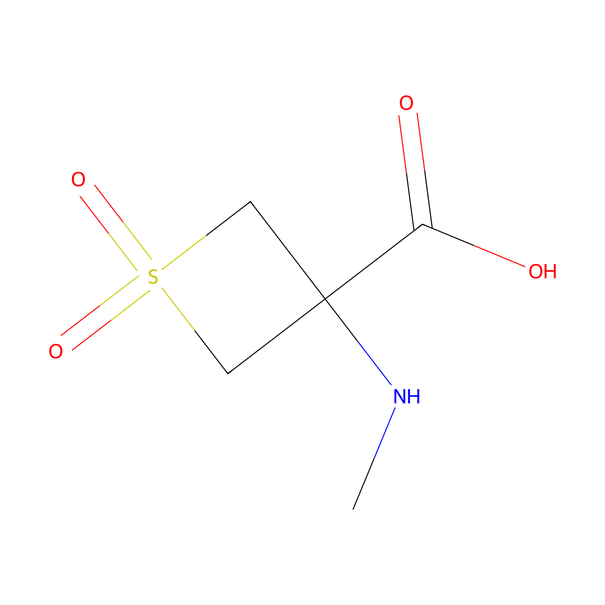3-(Methylamino)-1,1-dioxo-thietane-3-carboxylic acid molecular structure, CAS 2286883-78-9
