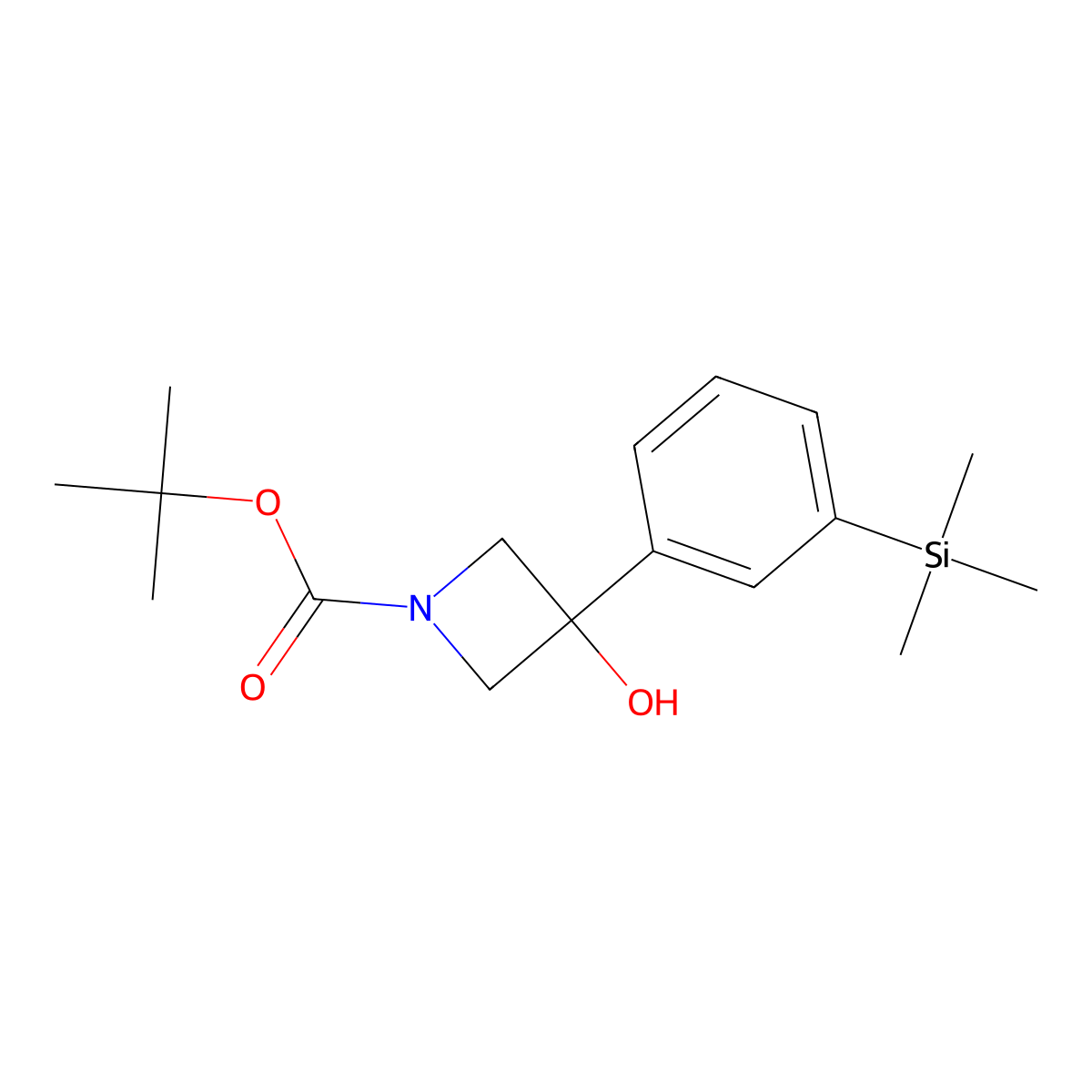 1,1-Dimethylethyl 3-hydroxy-3-[3-(trimethylsilyl)phenyl]-1-azetidinecarboxylate molecular structure, CAS 2286928-73-0