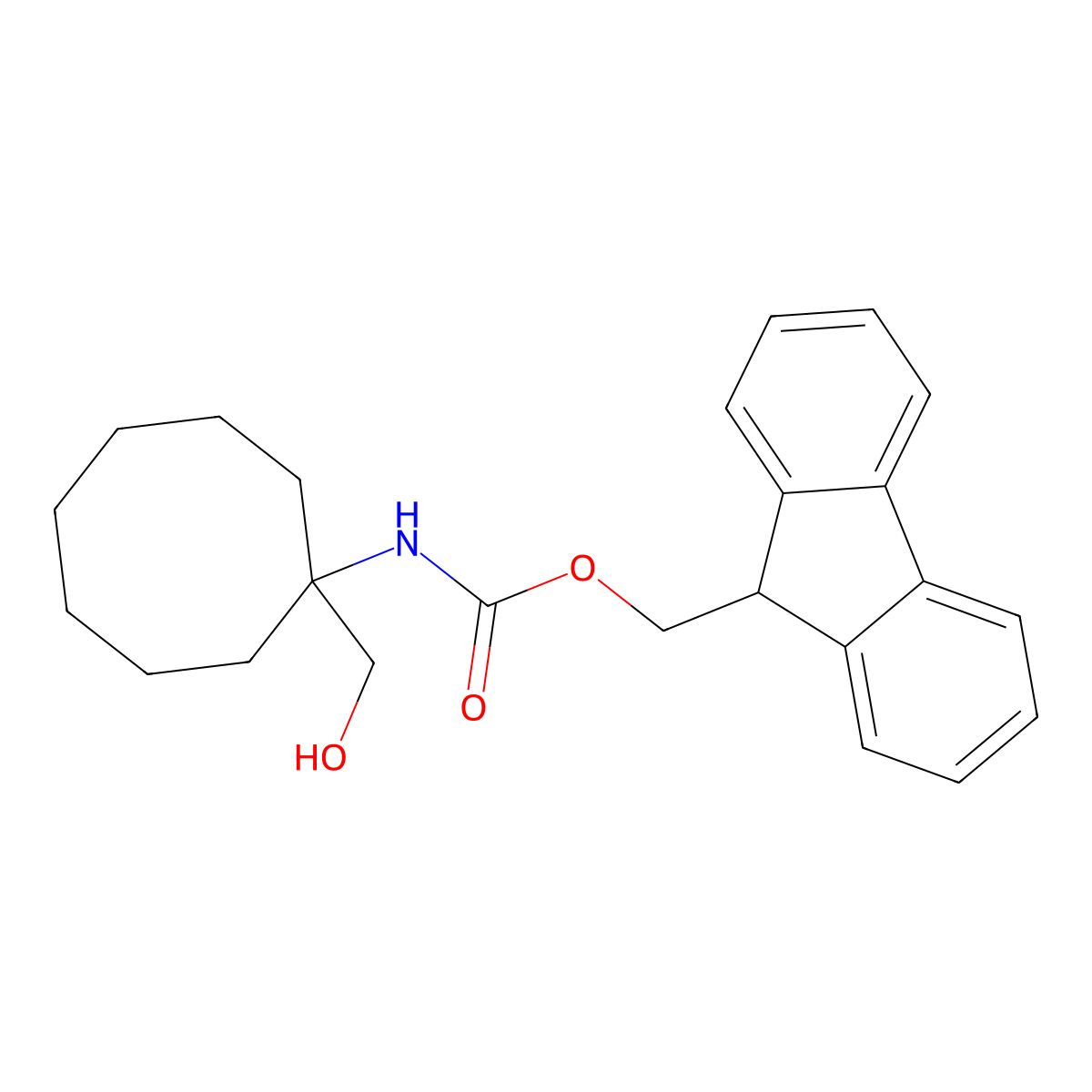 (9H-fluoren-9-yl)methyl N-[1-(hydroxymethyl)cyclooctyl]carbamate molecular structure, CAS 2286942-54-7