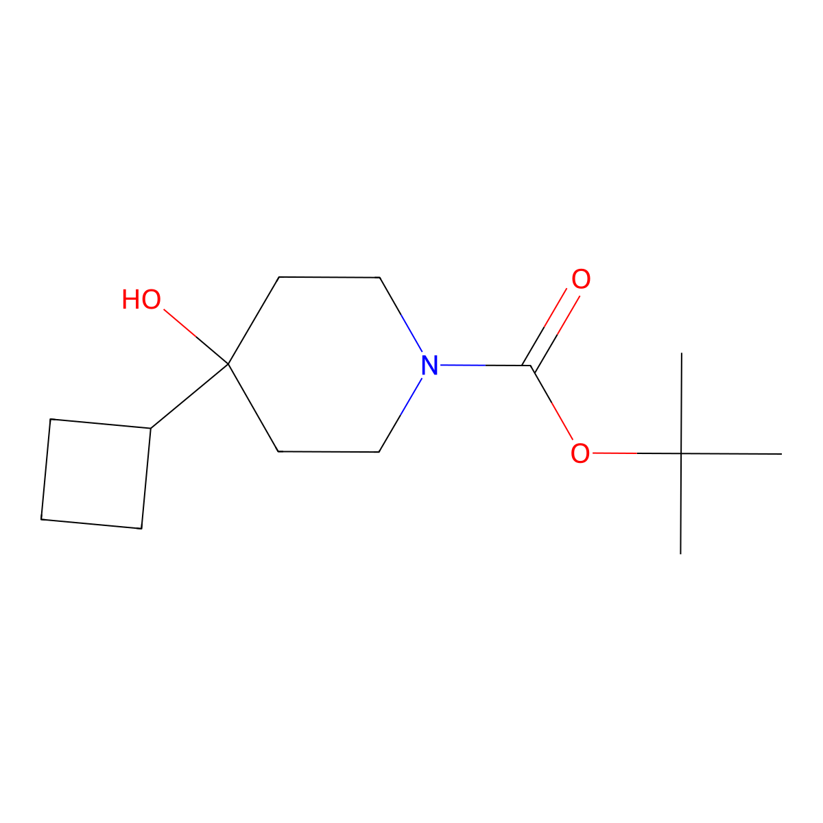 Tert-butyl 4-cyclobutyl-4-hydroxypiperidine-1-carboxylate molecular structure, CAS 2286955-12-0