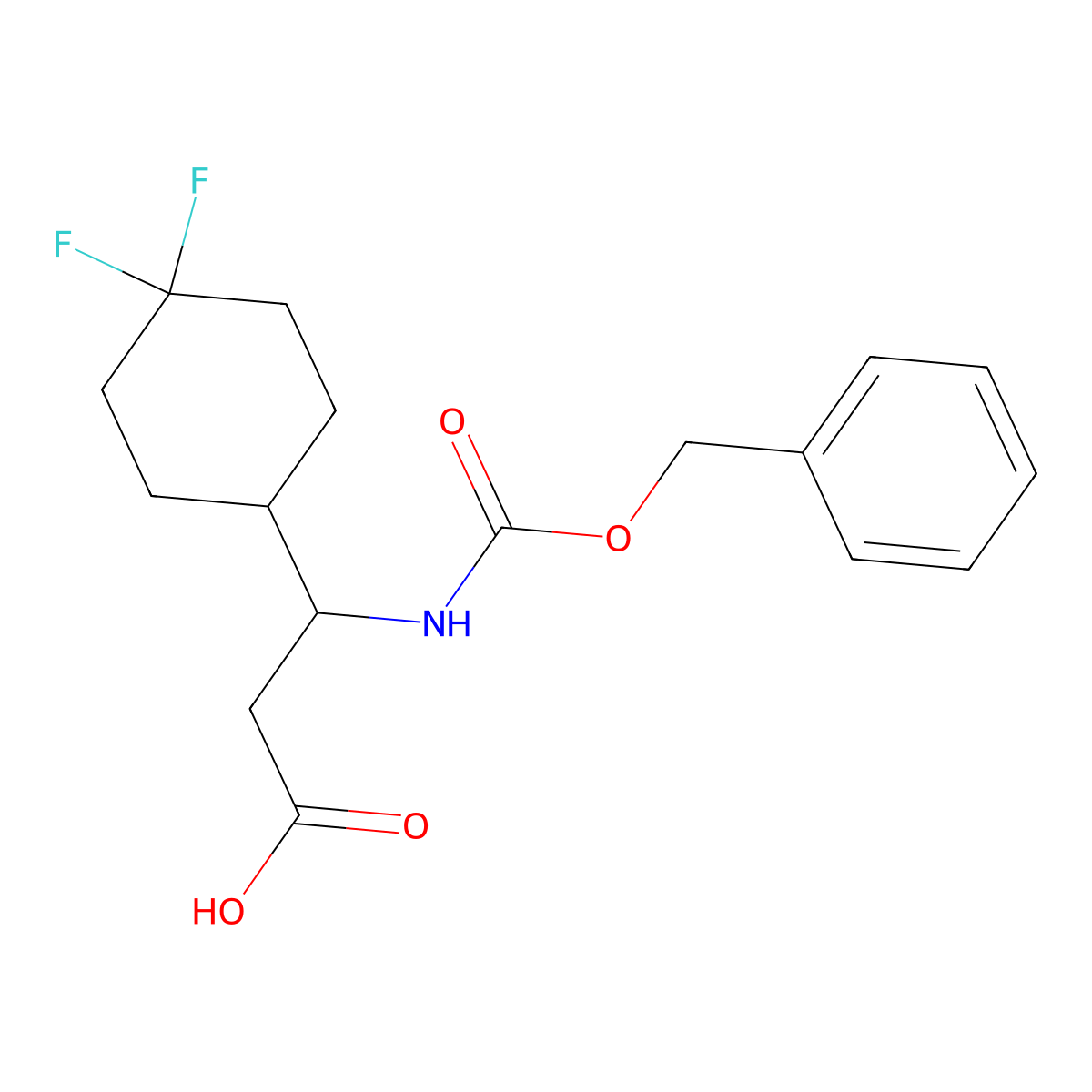 3-{[(Benzyloxy)carbonyl]amino}-3-(4,4-difluorocyclohexyl)propanoic acid molecular structure, CAS 2286959-86-0