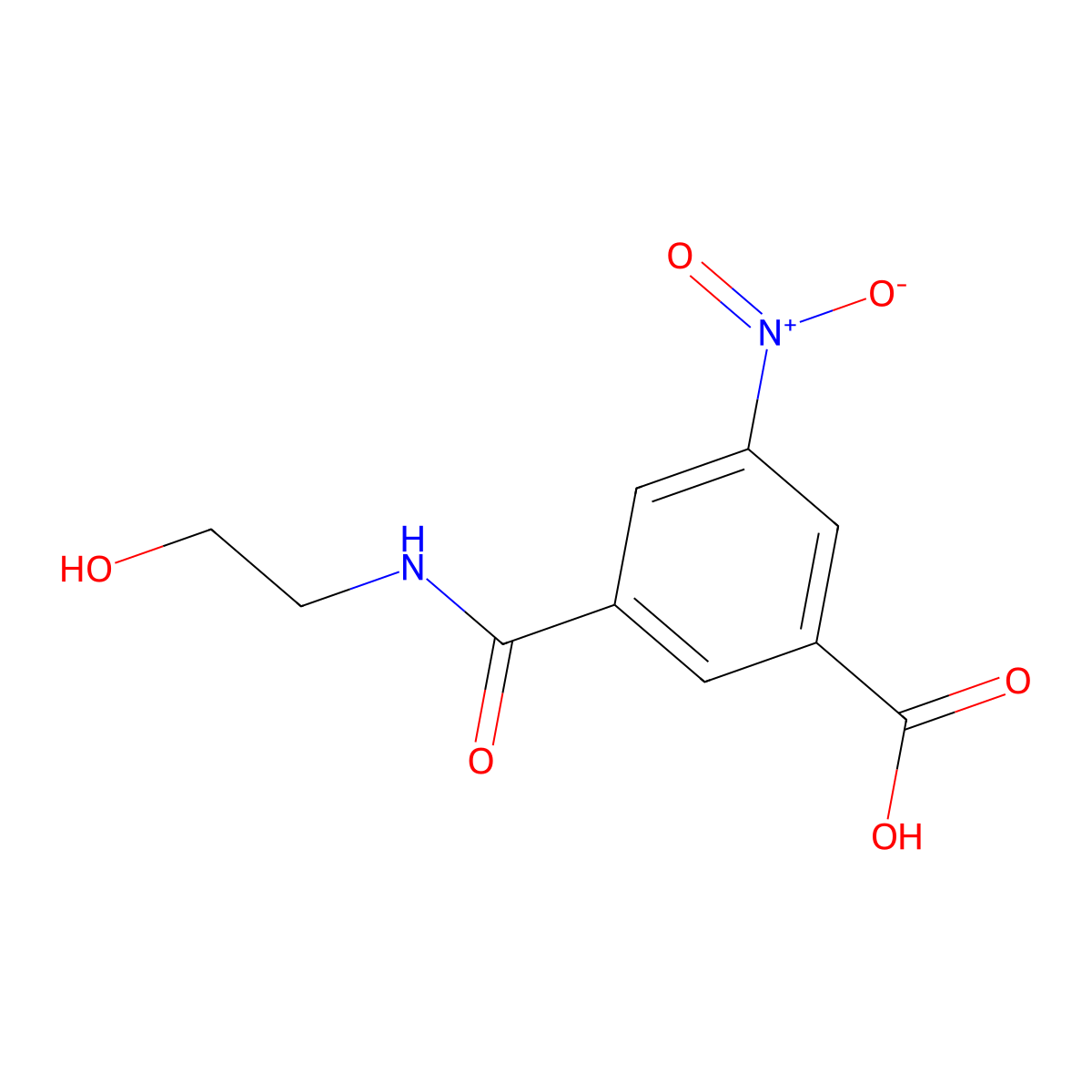 3-(((2-Hydroxyethyl)amino)carbonyl)-5-nitrobenzoic acid molecular structure, CAS 22871-56-3