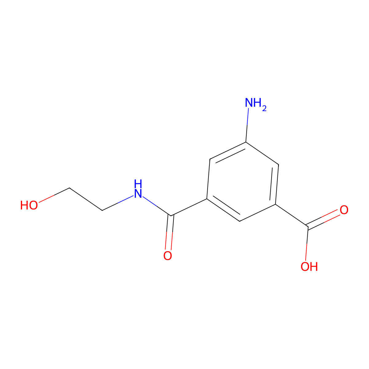 3-Amino-5-(((2-hydroxyethyl)amino)carbonyl)benzoic acid molecular structure, CAS 22871-57-4