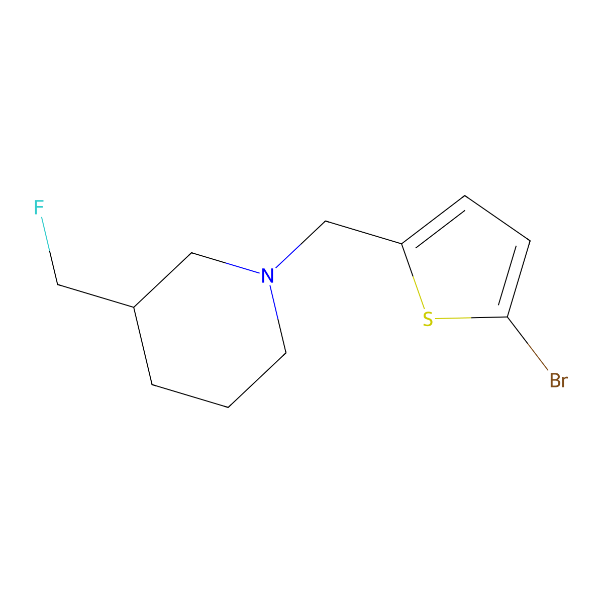 1-[(5-Bromothiophen-2-yl)methyl]-3-(fluoromethyl)piperidine molecular structure, CAS 2287136-01-8