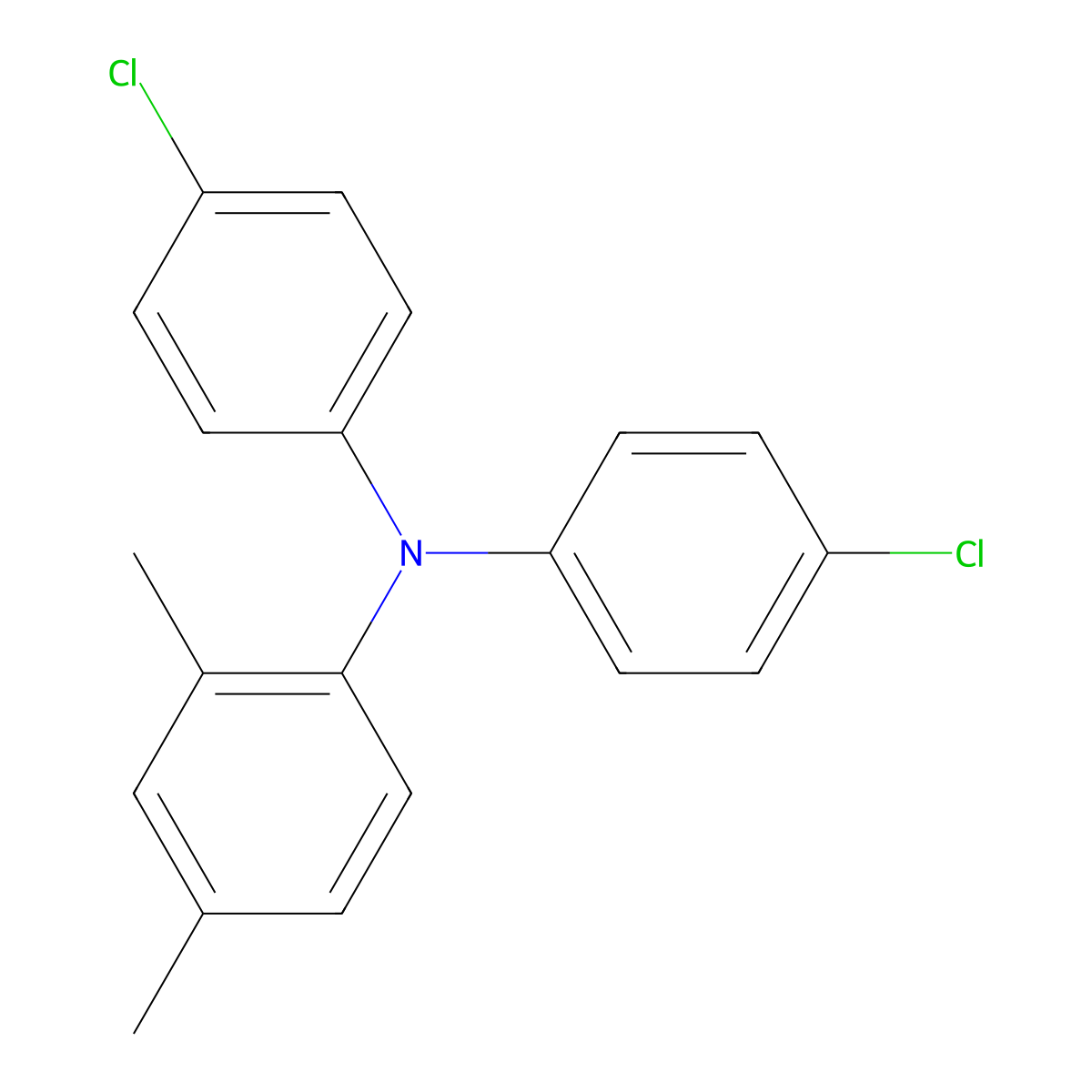 N,N-bis(4-chlorophenyl)-2,4-dimethylaniline molecular structure, CAS 228718-48-7