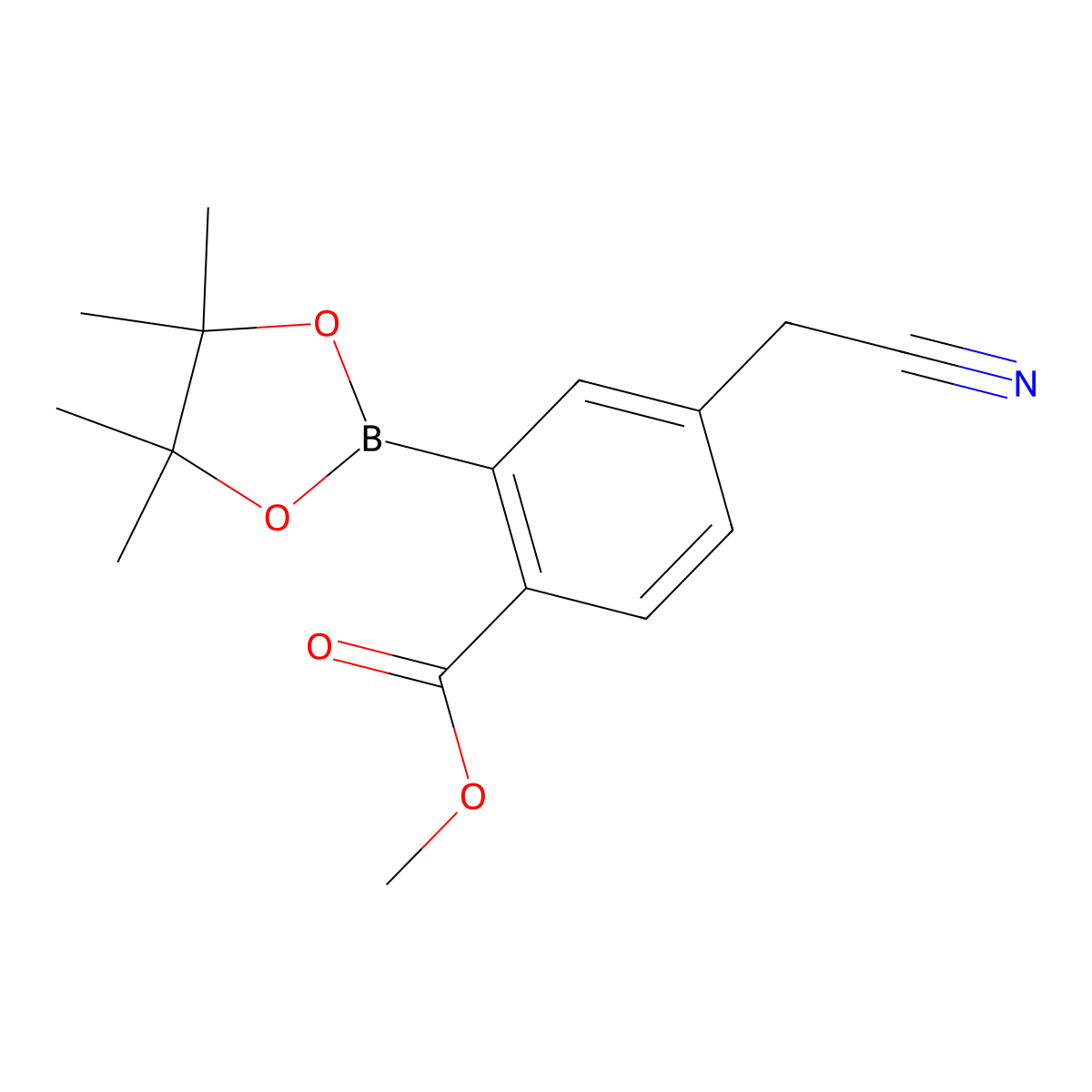 Methyl 4-(cyanomethyl)-2-(4,4,5,5-tetramethyl-1,3,2-dioxaborolan-2-yl)benzoate molecular structure, CAS 2287195-46-2