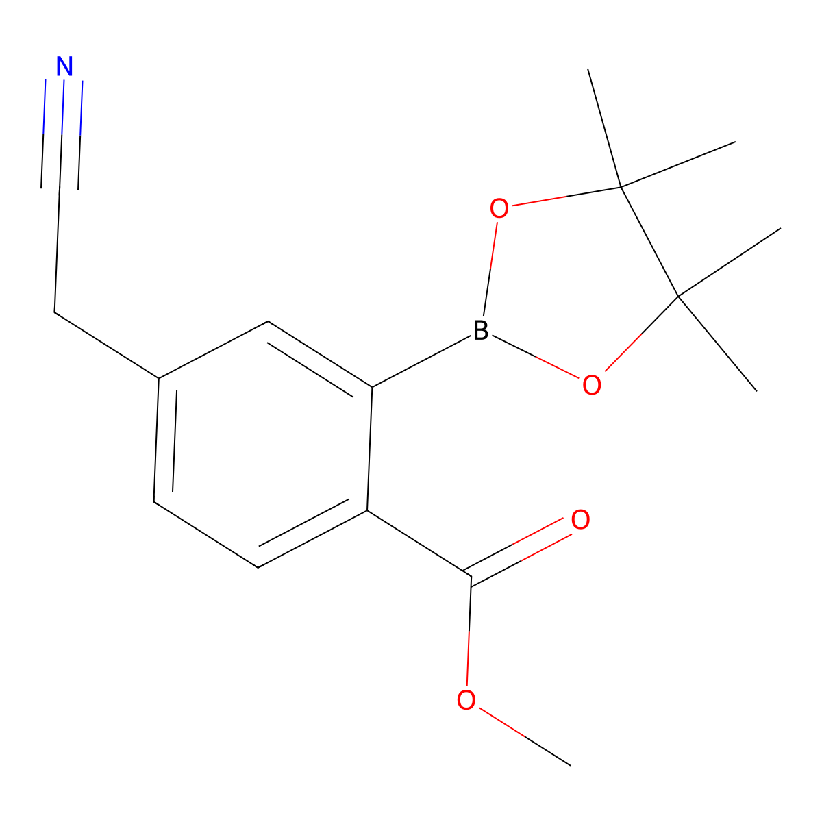 Methyl 4-(cyanomethyl)-2-(4,4,5,5-tetramethyl-1,3,2-dioxaborolan-2-yl)benzoate molecular structure, CAS 2287195-46-2