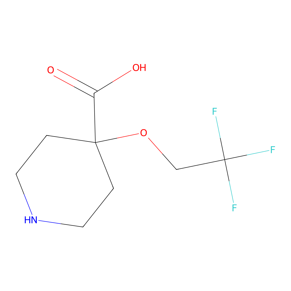 4-(2,2,2-Trifluoroethoxy)piperidine-4-carboxylic acid molecular structure, CAS 2287214-05-3