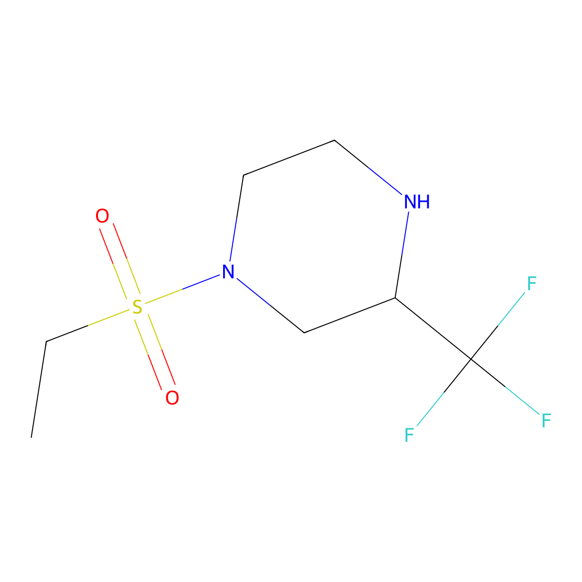 1-(Ethylsulfonyl)-3-(trifluoromethyl)piperazine molecular structure, CAS 2287228-03-7