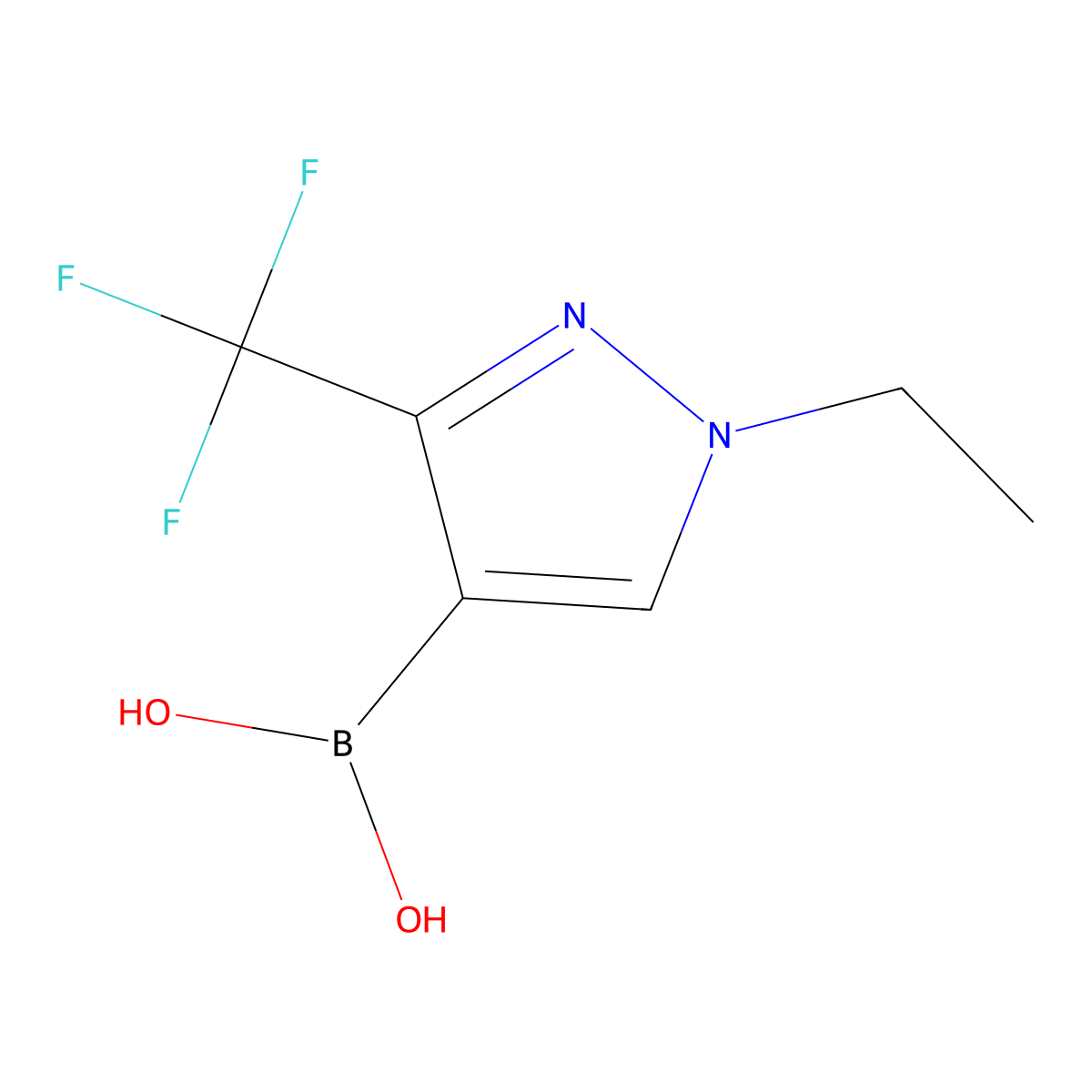 (1-Ethyl-3-(trifluoromethyl)-1H-pyrazol-4-yl)boronic acid molecular structure, CAS 2287228-20-8