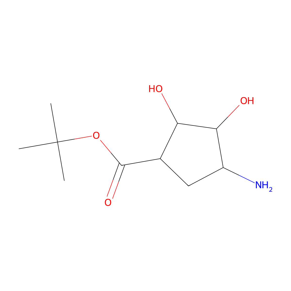 rac-tert-butyl (1R,2S,3R,4S)-4-amino-2,3-dihydroxycyclopentane-1-carboxylate molecular structure, CAS 2287236-35-3