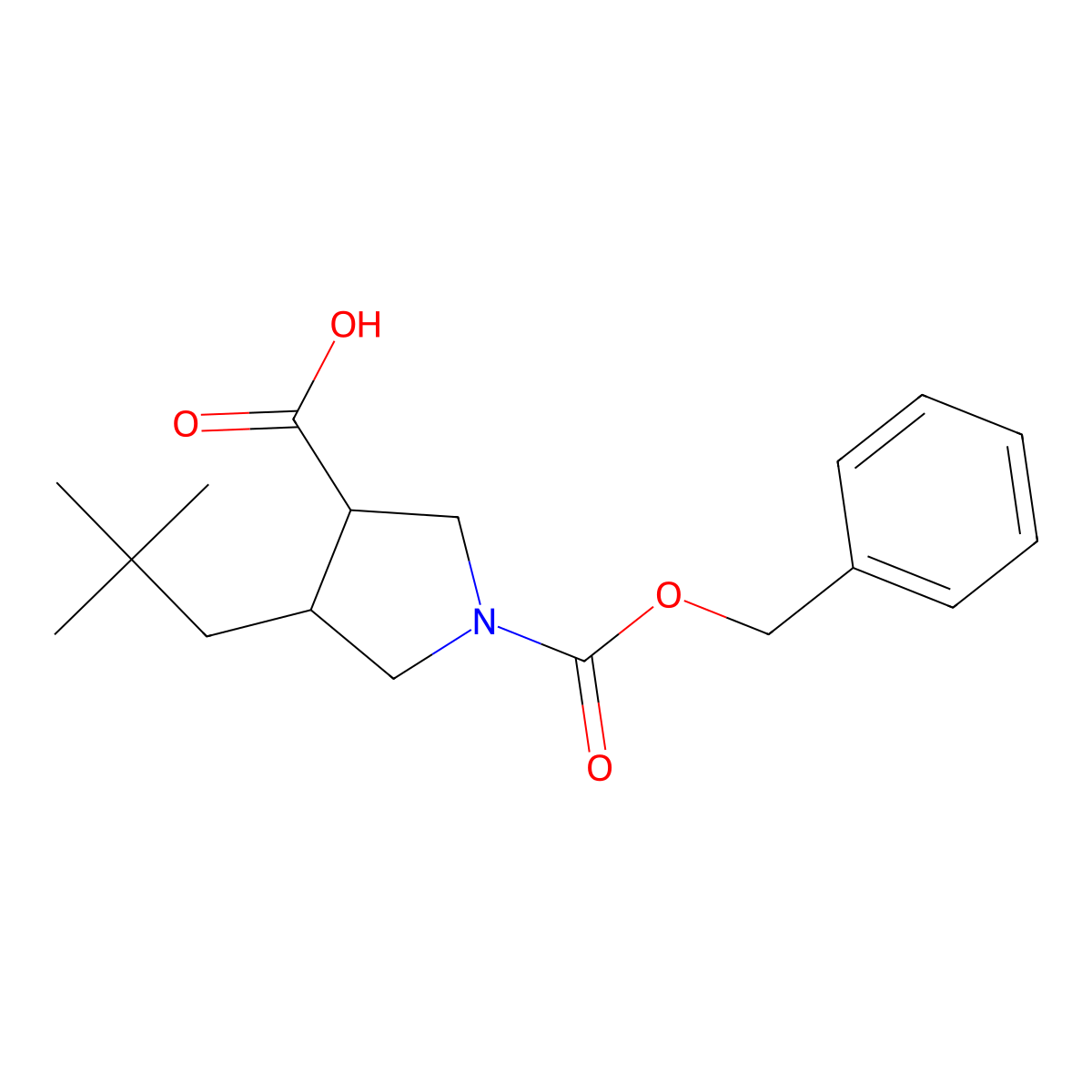 rac-(3R,4R)-1-[(benzyloxy)carbonyl]-4-(2,2-dimethylpropyl)pyrrolidine-3-carboxylic acid molecular structure, CAS 2287236-57-9