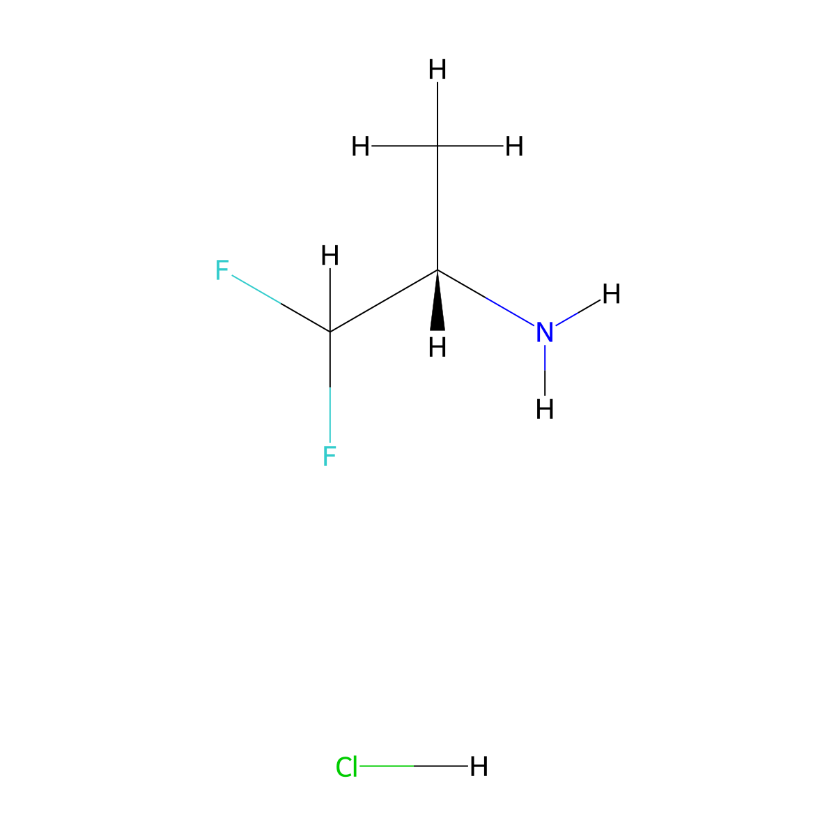 (2S)-1,1-difluoropropan-2-amine hydrochloride molecular structure, CAS 2287236-82-0