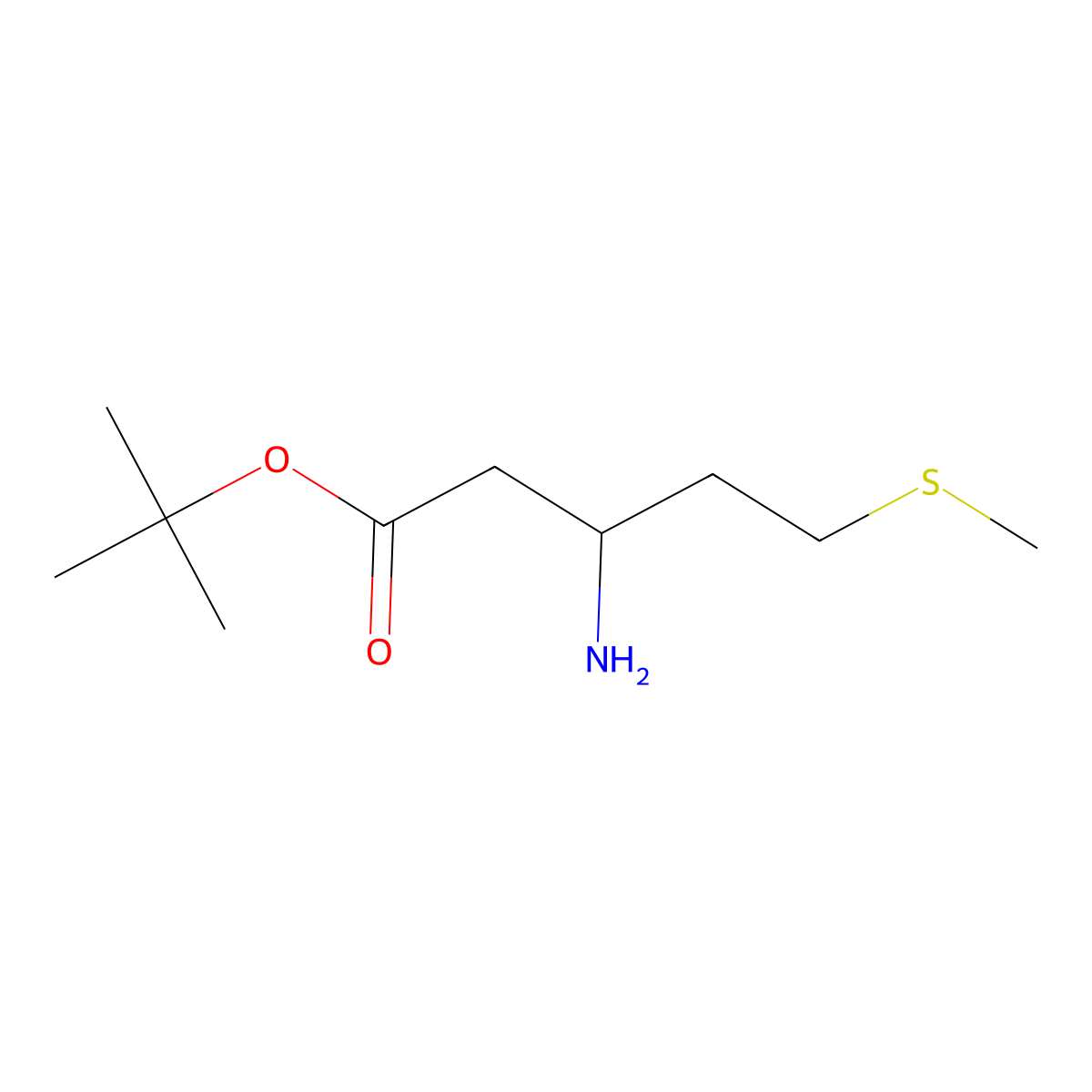 tert-butyl (3R)-3-amino-5-(methylsulfanyl)pentanoate molecular structure, CAS 2287236-83-1