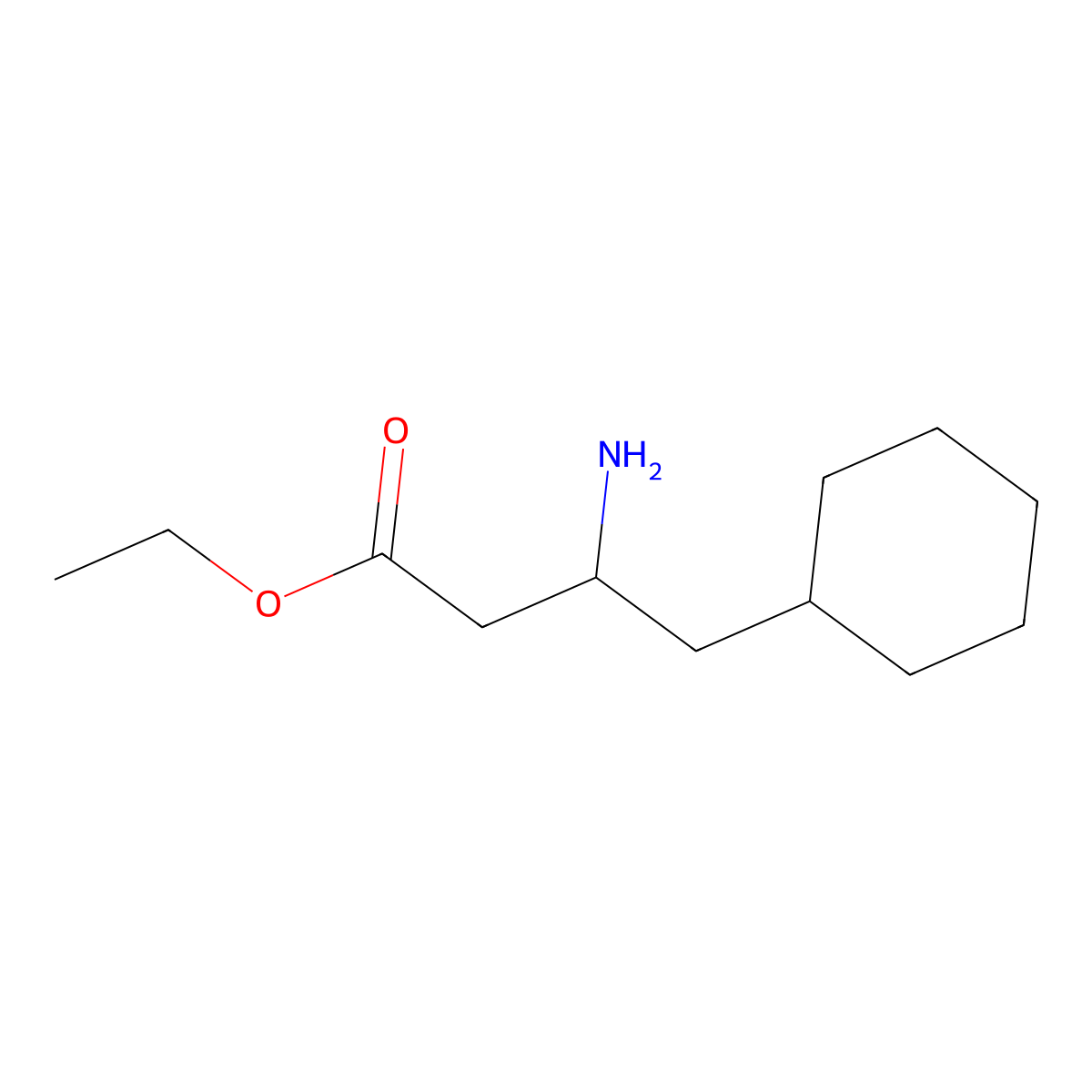 ethyl (3R)-3-amino-4-cyclohexylbutanoate molecular structure, CAS 2287236-89-7