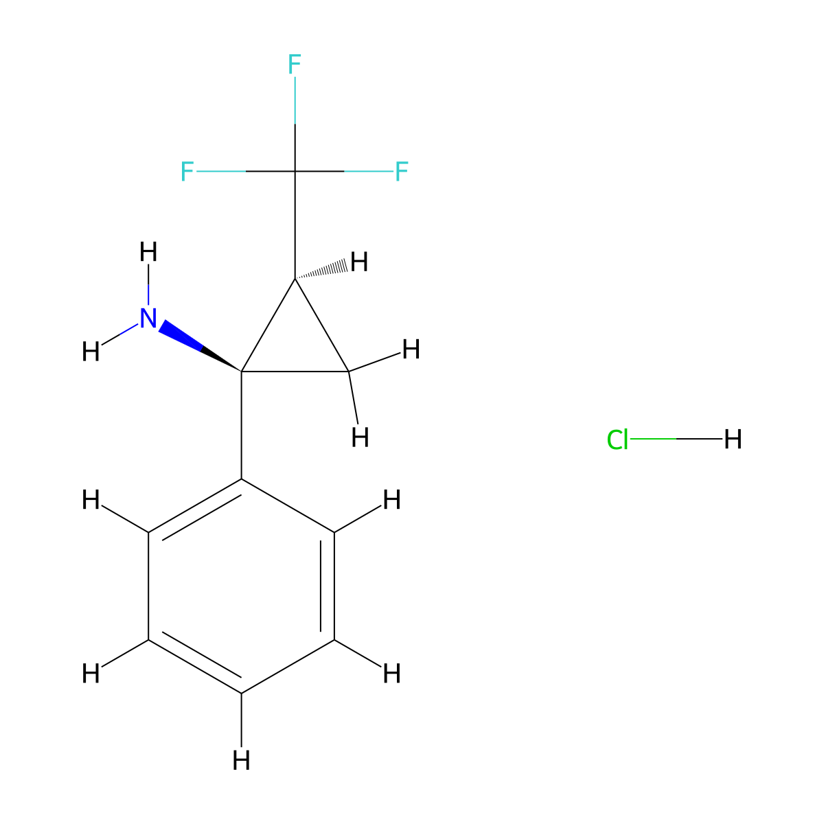 rac-(1R,2S)-1-phenyl-2-(trifluoromethyl)cyclopropan-1-amine hydrochloride molecular structure, CAS 2287236-92-2