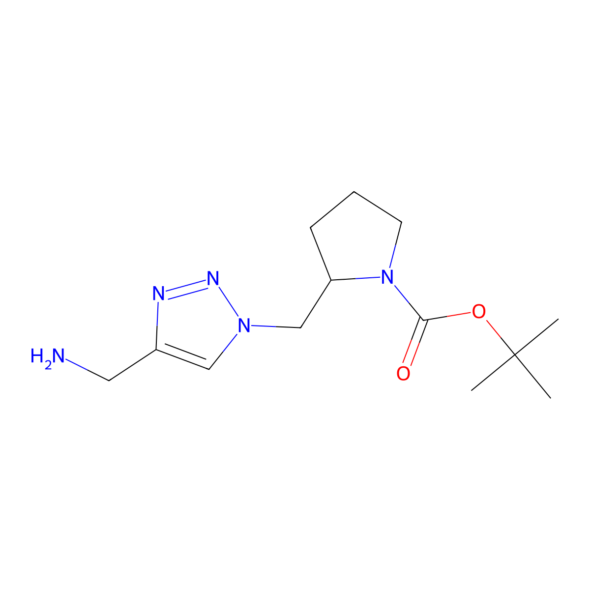 tert-butyl (2S)-2-{[4-(aminomethyl)-1H-1,2,3-triazol-1-yl]methyl}pyrrolidine-1-carboxylate molecular structure, CAS 2287236-98-8