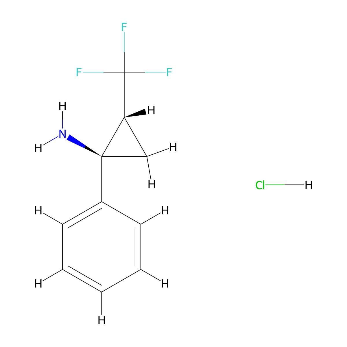 rac-(1R,2R)-1-phenyl-2-(trifluoromethyl)cyclopropan-1-amine hydrochloride molecular structure, CAS 2287237-04-9