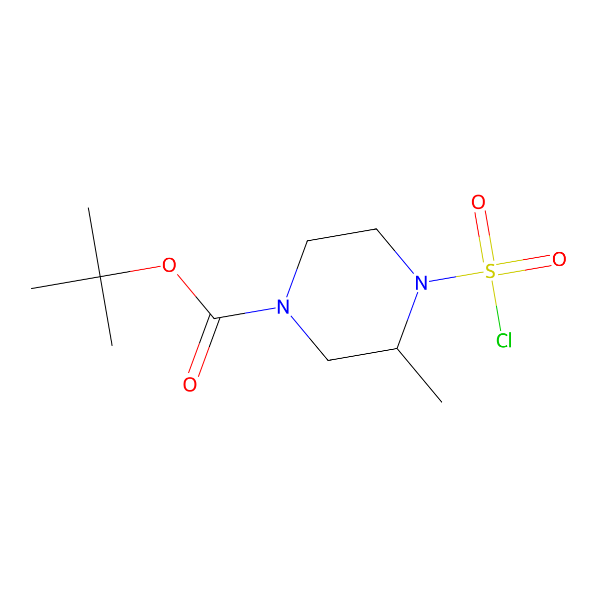 tert-butyl(3R)-4-(chlorosulfonyl)-3-methylpiperazine-1-carboxylate molecular structure, CAS 2287237-09-4