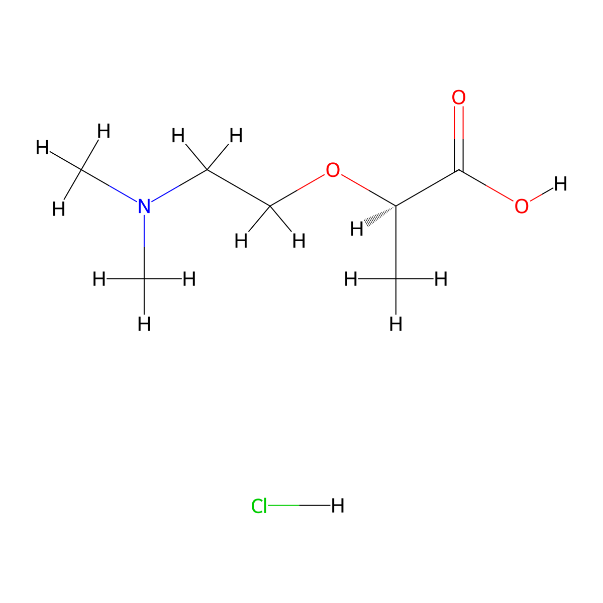 (2R)-2-[2-(dimethylamino)ethoxy]propanoic acid hydrochloride molecular structure, CAS 2287237-15-2