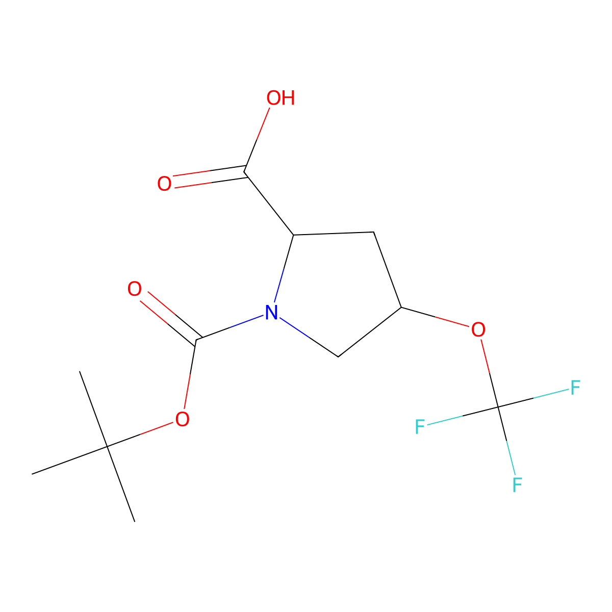 (2S,4R)-1-((tert-butoxy)carbonyl)-4-(trifluoromethoxy)pyrrolidine-2-carboxylic acid molecular structure, CAS 2287237-19-6
