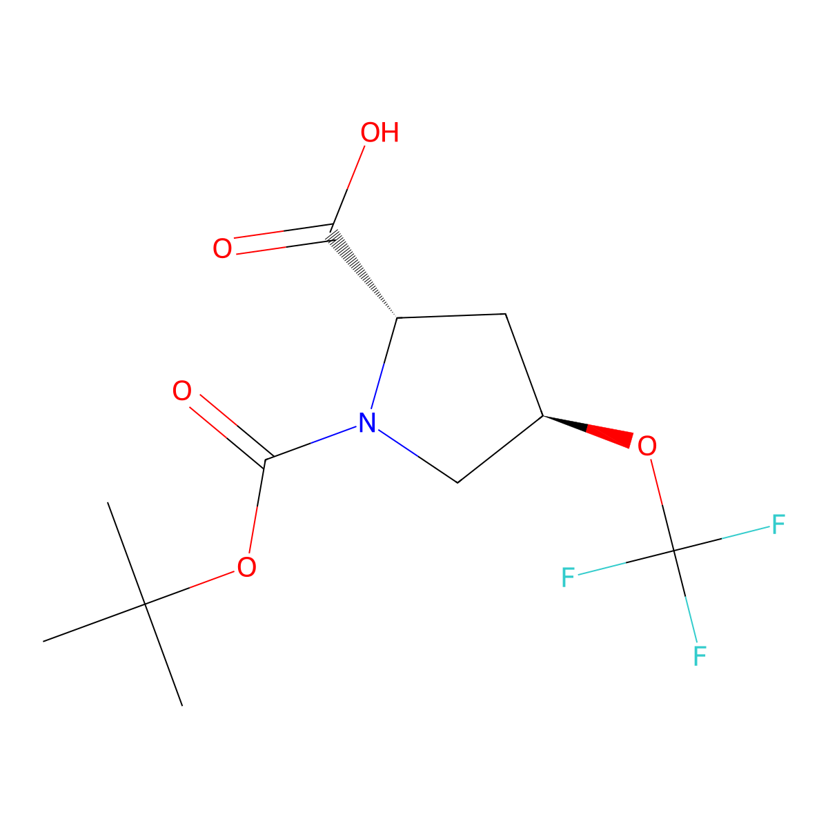 (2S,4R)-1-((tert-butoxy)carbonyl)-4-(trifluoromethoxy)pyrrolidine-2-carboxylic acid molecular structure, CAS 2287237-19-6