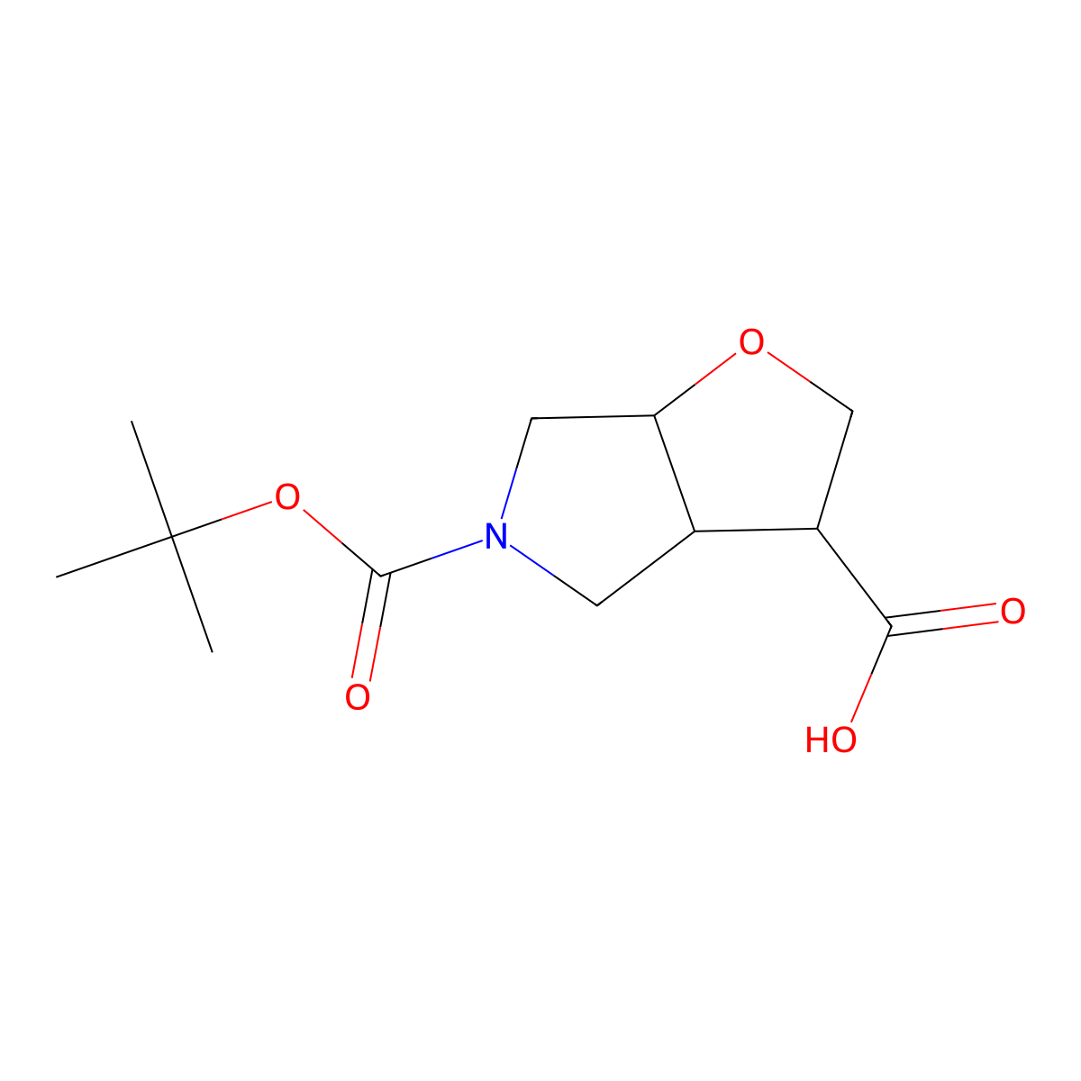 Racemic-(3S,3aS,6aS)-5-(t-butoxycarbonyl)hexahydro-2H-furo[2,3-c]pyrrole-3-carboxylic acid molecular structure, CAS 2287237-25-4
