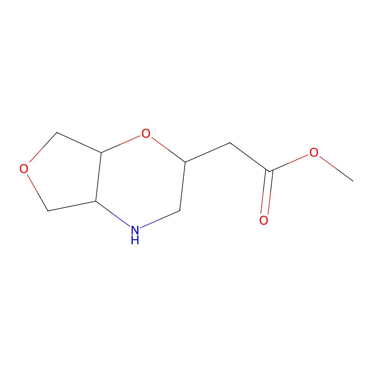 rac-methyl 2-[(2R,4aS,7aR)-hexahydro-2H-furo[3,4-b]morpholin-2-yl]acetate molecular structure, CAS 2287237-35-6