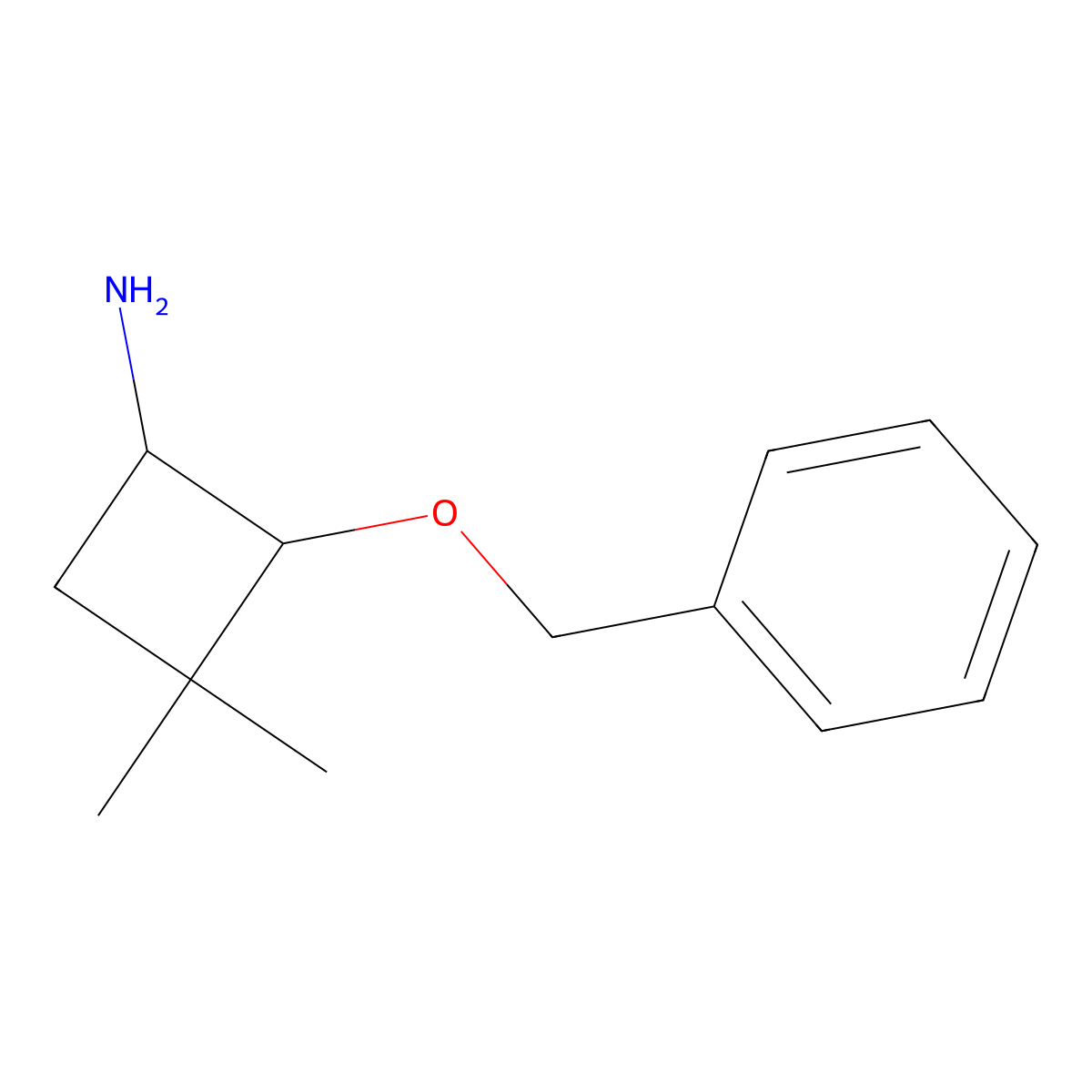 rac-(1R,2S)-2-(benzyloxy)-3,3-dimethylcyclobutan-1-amine molecular structure, CAS 2287237-92-5