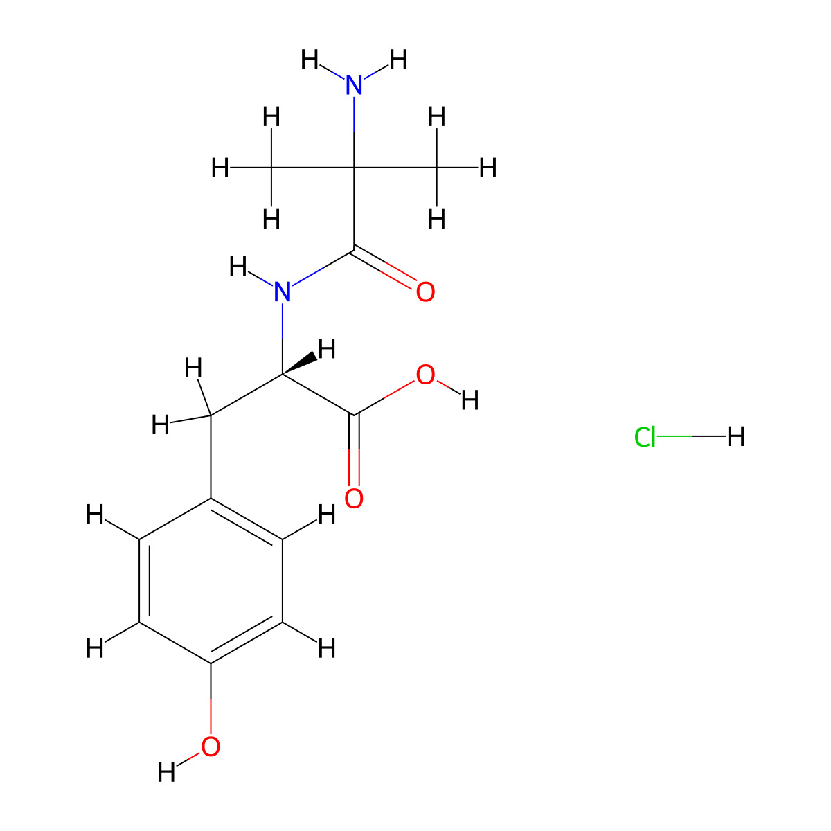 (2S)-2-(2-amino-2-methylpropanamido)-3-(4-hydroxyphenyl)propanoic acid hydrochloride molecular structure, CAS 2287238-10-0