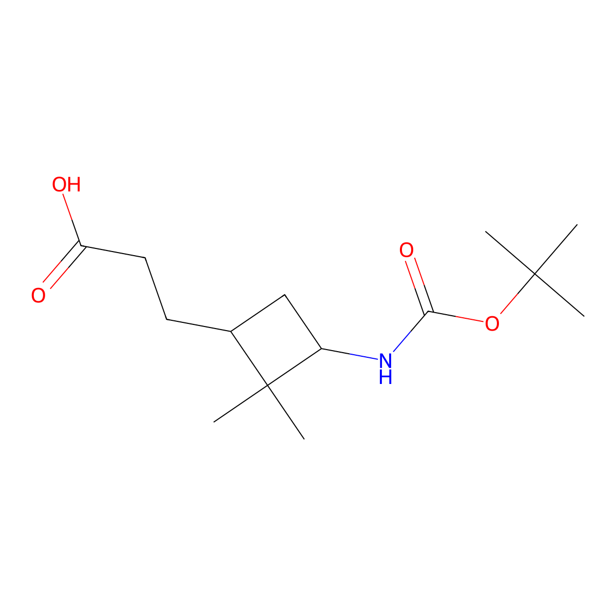 3-[(1R,3S)-3-{[(tert-butoxy)carbonyl]amino}-2,2-dimethylcyclobutyl]propanoic acid molecular structure, CAS 2287238-17-7