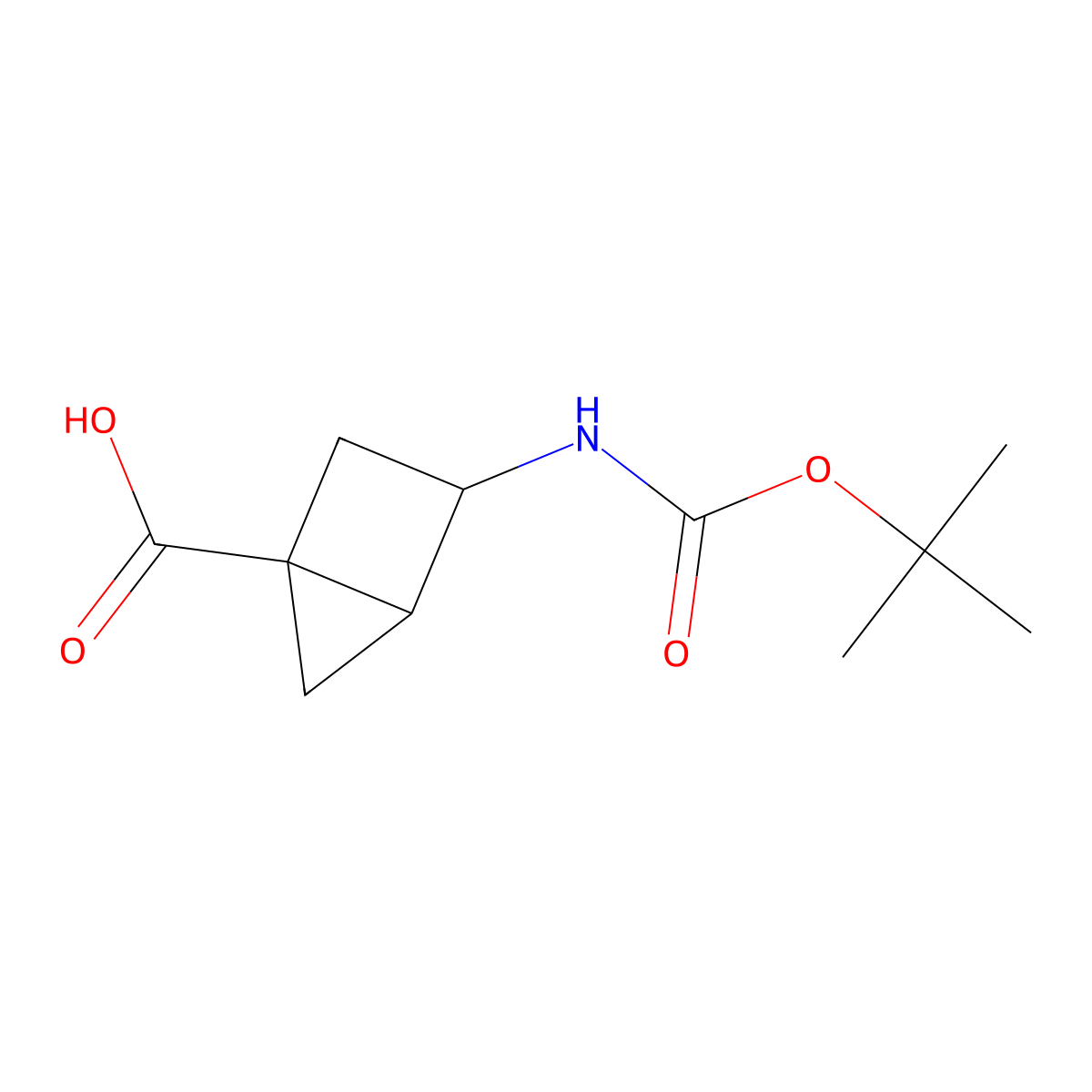 Rel-(1R,3R,4S)-3-((tert-butoxycarbonyl)amino)bicyclo[2.1.0]pentane-1-carboxylic acid molecular structure, CAS 2287238-37-1