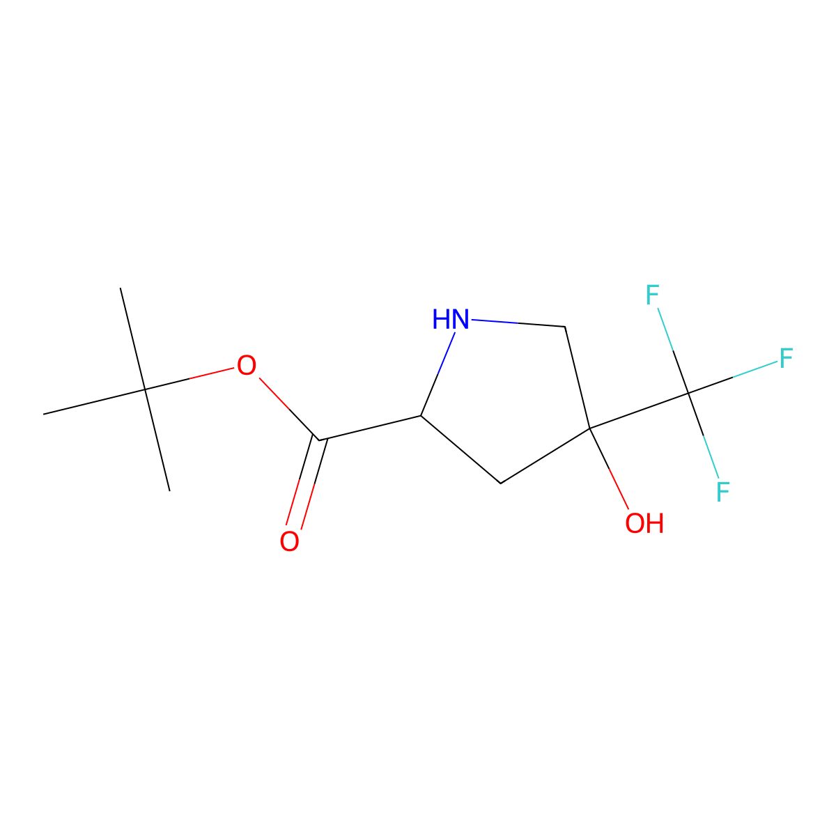 Tert-butyl (2S,4S)-4-hydroxy-4-(trifluoromethyl)pyrrolidine-2-carboxylate molecular structure, CAS 2287238-58-6