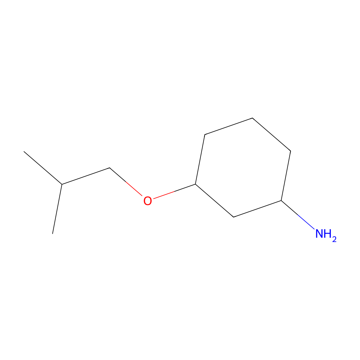 rac-(1R,3S)-3-(2-methylpropoxy)cyclohexan-1-amine molecular structure, CAS 2287238-62-2
